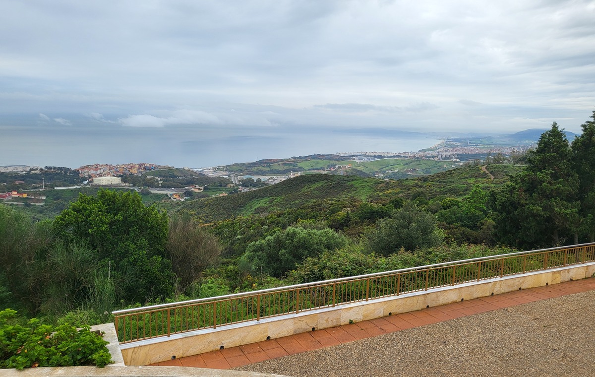 A panoramic view across Ceuta toward the coast and neighbouring Moroccan landscape